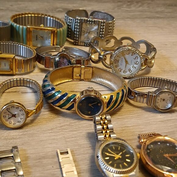 Lot 35+ Watches Parts/Repair ALL Metal Timex Seiko Nine West Anne Klein Armitron